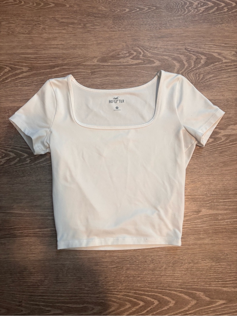 Hollister White Square-Neck Short Sleeve Top